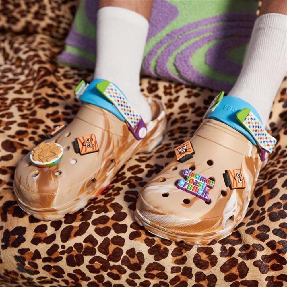 SOLD!! NWT! Crocs Cinnamon Toast Crunch Themed Clogs J6 (W8)